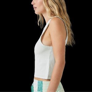 NWOT Free People Back to the Basics Tank Scoop Neck Cotton XS Cropped Seaglass